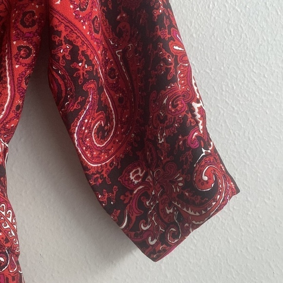 Talbots Red Orange White Black 3/4 long Sleeve Dress size Petite 4 4P - Picture 4 of 9